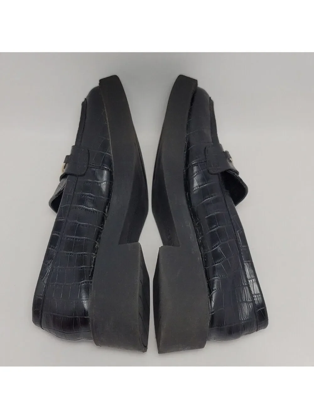 Reaction Kenneth Cole Sienna Lug Black Loafers Shoes With Chain Size 9